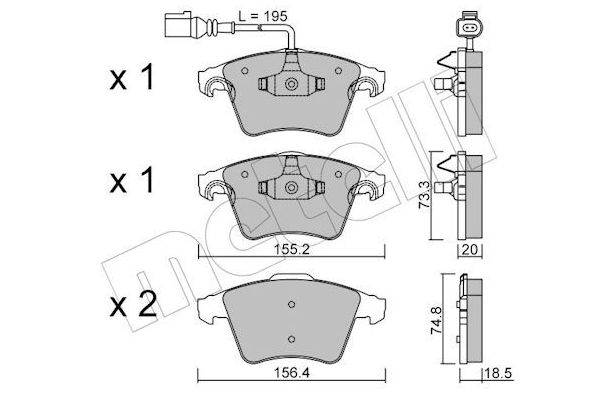 Fren Disk Balata Ön Volkswagen T6 Transporter P.Van/Minibüs (SG)(04.2015->2019)  METELLI 22-0552-0