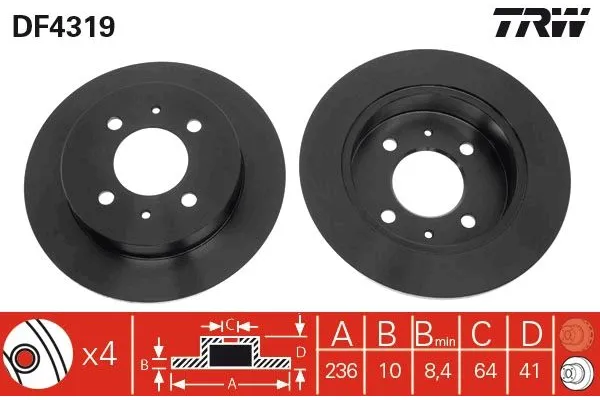 Fren Disk Ayna Arka Sağ ve Sol Mitsubishi Lancer 4 Kapı/ Station W. (CB0A/W)(1992->)  AYD 50424