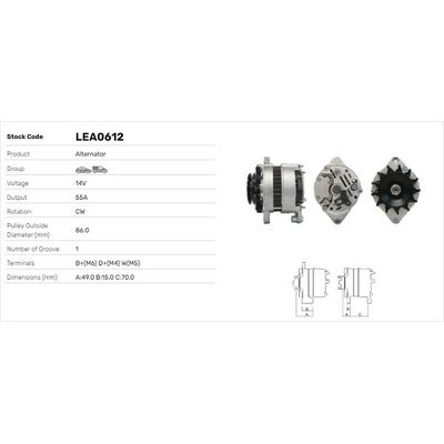 Alternatör  LUCAS ELEKTRIK LEA0612