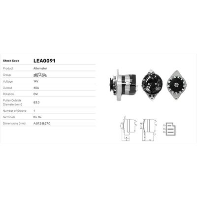 Alternatör  LUCAS ELEKTRIK LEA0091