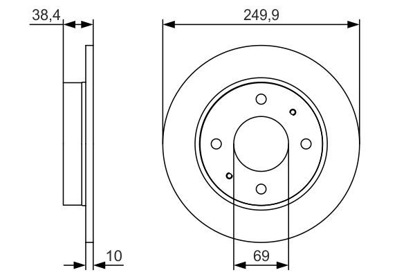 Fren Disk Ayna Arka Sağ ve Sol Mitsubishi Colt CZ3 3 Kapı (Z30)(03.2005->)  BOSCH 0 986 479 S84