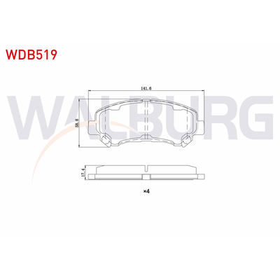 Fren Disk Balata Ön Nissan X-Trail (T31)(03.2007->)  WALBURG WDB519