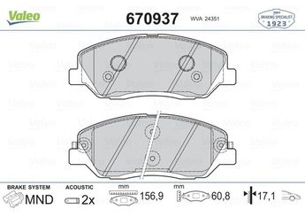 Fren Disk Balata Ön VALEO 670937  581012BA00 58101-2BA00 581012BA10 58101-2BA10 581012PA70 58101-2PA70 581012WA70 58101-2WA70 581012WA90 58101-2WA90 581013MA01 58101-3MA01 S581012BA10 S581012PA70 581012JA10 581012JA11 581012JA50 48130341A0 48130-341A0