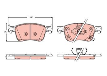 Fren Disk Balata Ön TRW GDB2342  JX612K021AED KTJX612K021AED 220914 2210416 2209149 2454601 KTJX61-2K021-AED KTJX612K021AEB KTJX612K021AEA