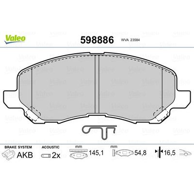 Fren Disk Balata Ön Mitsubishi Lancer Sedan (CY0)(2007->)  VALEO 598886