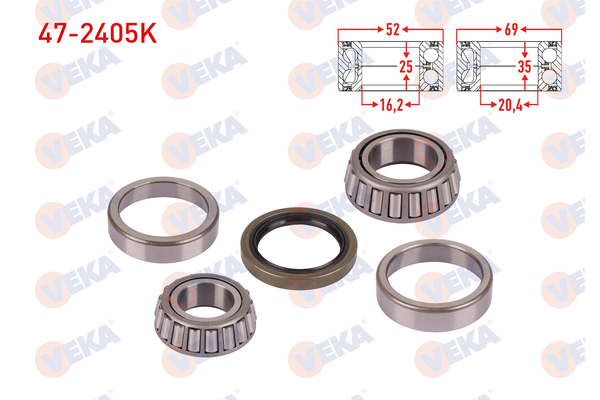 Teker Rulmanı Ön Sağ veya Sol VEKA 47-2405K