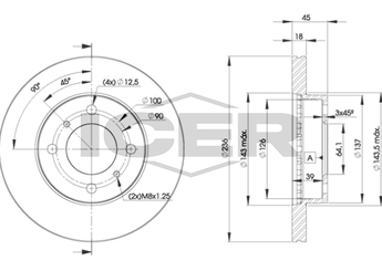 Fren Disk Ayna Ön Sağ ve Sol WALBURG WBD1136  MR449769 MB699283 MB950922 MB699282 MB 699 282 MB 699 283 MB 950 922 MR 449 769