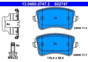 Fren Disk Balata Arka ATE 13.0460-2747.2  13046027472 13.0460-2747.2 8K0698451L 8K0 698 451 L 8K0698451A 8K0 698 451 A 8K0698451B 8K0 698 451 B 8K0698451C 8K0 698 451 C
