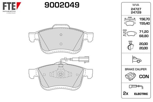 Fren Disk Balata Ön Fiat Doblo (263) Cargo/Combi/Pratico (12.2014->)  FTE 9002049