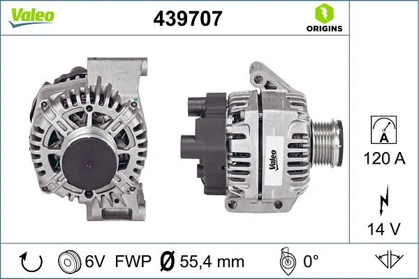 Alternatör  Opel Corsa C (2003->)  VALEO 439707
