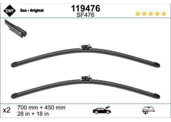 Silecek Süpürgesi Ön  700/450 mm - 28/18 inç SWF 119476  A4478205400 4478200345 4478205400 A4478200345 A 447 820 54 00