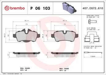 Fren Disk Balata Arka BREMBO P 06 103  34212289154