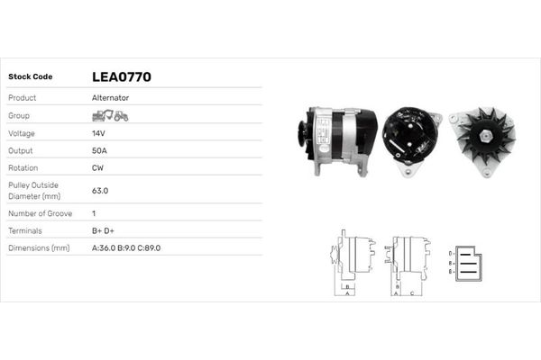Alternatör  LUCAS ELEKTRIK LEA0770