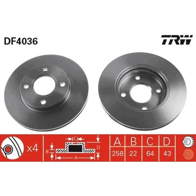 Fren Disk Ayna Ön Sağ ve Sol Ford Streetka (CCS)(01.2003->)  TRW DF4036