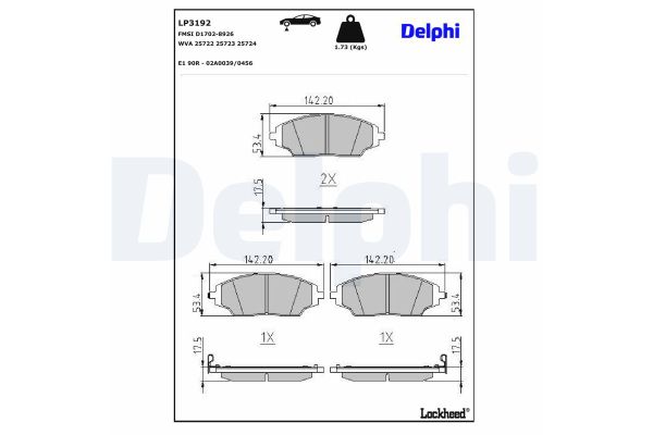 Fren Disk Balata Ön Chevrolet Aveo HB (2011->)  DELPHI LP3192