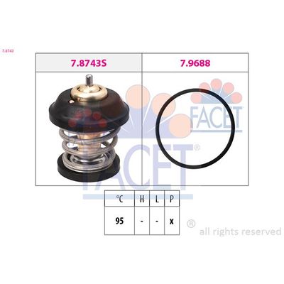 Termostat 95 °C  Volkswagen Golf VI Cabriolet (517)(05.2011->2016)  FACET 7.8743