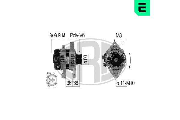 Alternatör  Toyota Yaris (KSP9/SCP9/NLP9)(2006->)  ERA 210829A