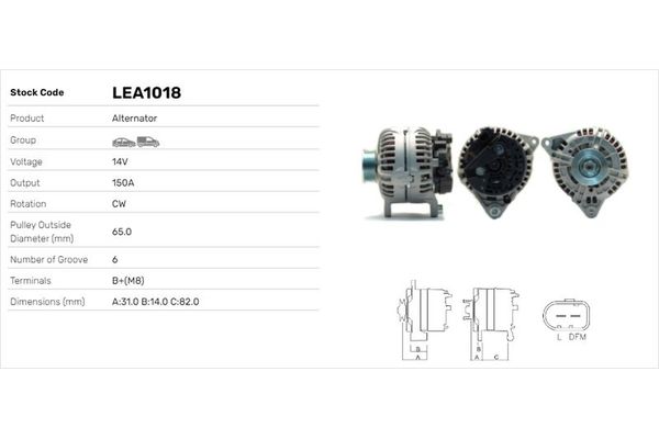 Alternatör  Audi A4 Sedan (8E)(04.2003->)  LUCAS ELEKTRIK LEA1018