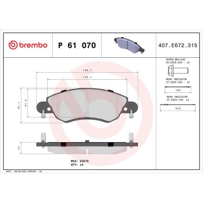Fren Disk Balata Ön BREMBO P 61 070