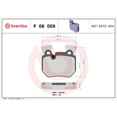 Fren Disk Balata Arka BMW 1 Serisi Cabrio (E88)(2007->)  BREMBO P 06 059