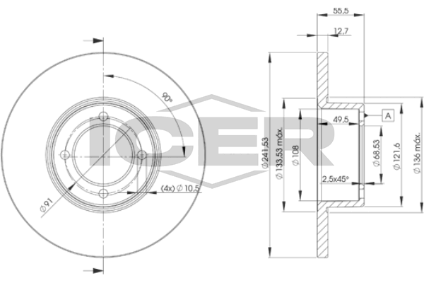 Fren Disk Ayna Ön Sağ ve Sol Opel Rekord E (1977->)  MGA 50633
