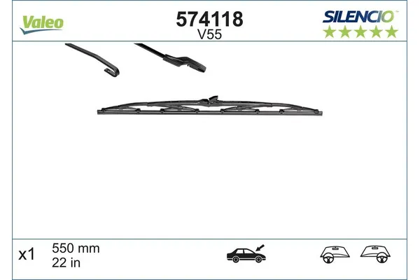 Silecek Süpürgesi Ön  550/550 mm - 22/22 inç Volkswagen T5 Transporter Kamyonet (7F)(09.2009->2015)  SILBAK SS19RT