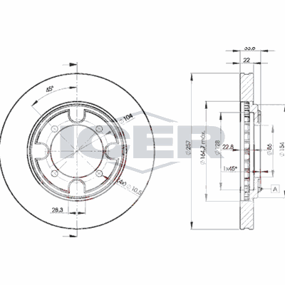 Fren Disk Ayna Ön Sağ ve Sol Hyundai Lantra S.Wagon (RD)(1999->)  MAHER 03685
