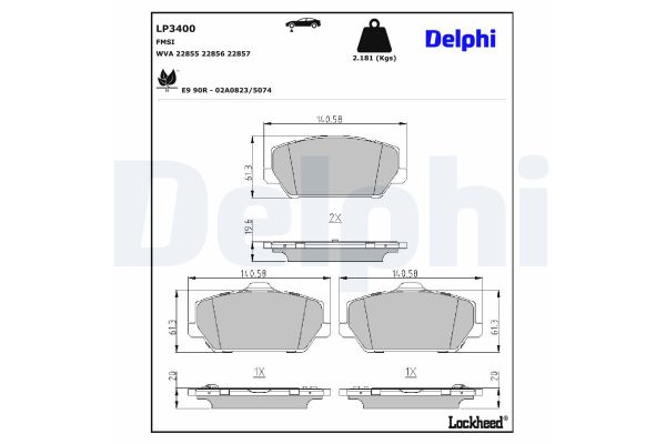 Fren Disk Balata Ön Kia Optima Sportswagon (JF)(2016->)  DELPHI LP3400