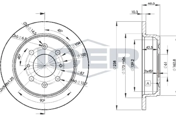 Fren Disk Ayna Arka Sağ ve Sol Honda Jazz (GD1/5)(01.2002->)  MGA 50372