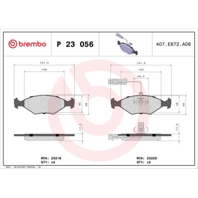 Fren Disk Balata Ön Fiat Palio (178) Weekend (1997->)  BREMBO P 23 056