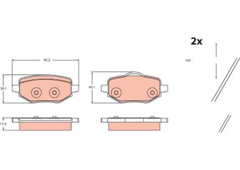 Fren Disk Balata Arka TRW GDB2480  1680301680 1643574280 16 435 742 80