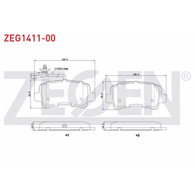 Fren Disk Balata Arka Renault Master III P.Van (02.2010->)  ZEGEN ZEG1411-00