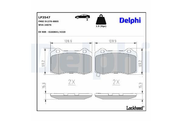 Fren Disk Balata Arka Chrysler 300C (LE/LX)(2004->)  DELPHI LP3547