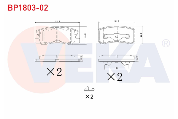 Fren Disk Balata Arka Mitsubishi Pajero (V80/V90)(2007->)  VEKA BP1803-02