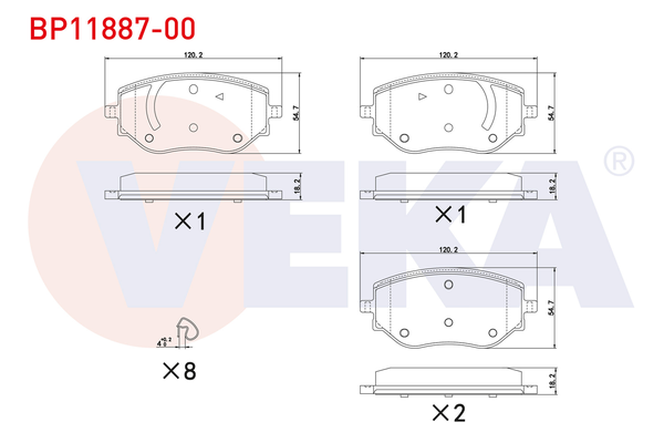 Fren Disk Balata Ön Nissan Micra (K14)(01.2017->)  VEKA BP11887-00