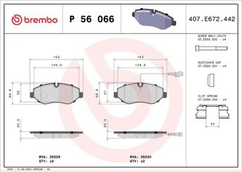 Fren Disk Balata Ön BREMBO P 56 066  D1060MB200 D10609X60B D1060MB600 D1060MB60A 5001868606 7485116333