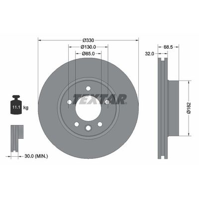 Fren Disk Ayna Ön Sağ Volkswagen Touareg (7P5)(01.2010->2014)  TEXTAR 92121605