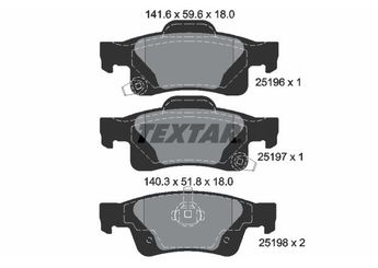 Fren Disk Balata Arka TEXTAR 2519601  68052386AA 68052386 68052386AB V2012386AA 2AMV4386AB 68052387AA 68516694AB 68516694AC K68052386AA K68052387AA