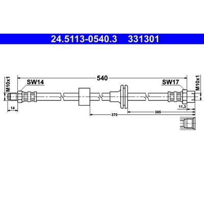 Fren Hortumu Ön Sağ veya Sol Mercedes S -Serisi Coupe (BM 140)(01.1992->)  ATE 24.5113-0540.3