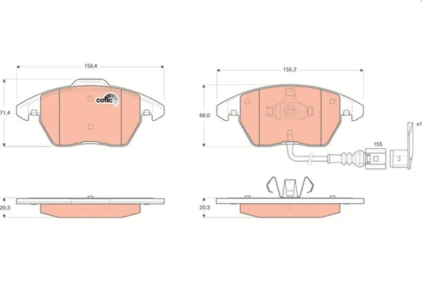 Fren Disk Balata Ön Audi A1 Sportback (8XA)(11.2011->)  TRW GDB1550