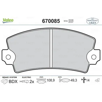 Fren Disk Balata Ön Renault R 5 (R12)(1972->)  VALEO 670085