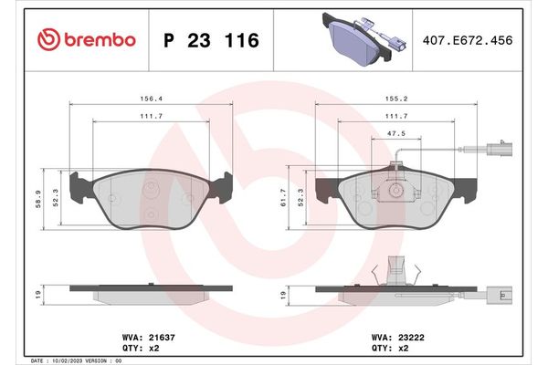 Fren Disk Balata Ön Alfa Romeo 166 (2003->)  BREMBO P 23 116