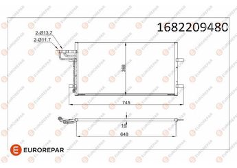 Klima Radyatörü  EUROREPAR 1682209480  3M5H19710CC 1234248 1335552 1491689 1516838 3M5H19710AA 3M5H19710AB 3M5H19710CA 3M5H19710CB