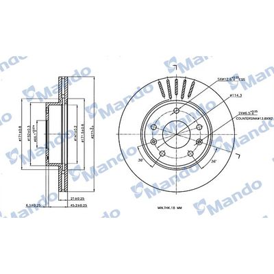 Fren Disk Ayna Ön Sağ ve Sol Land Rover Freelander 1 (LN)(11.2003->)  MANDO MBC035396