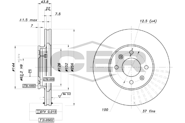 Fren Disk Ayna Ön Sağ ve Sol Hyundai i20 Active (GB)(12.2015->)  MGA 50678