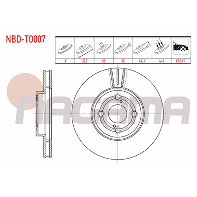 Fren Disk Ayna Ön Sağ ve Sol NAGAMA NBD-TO007