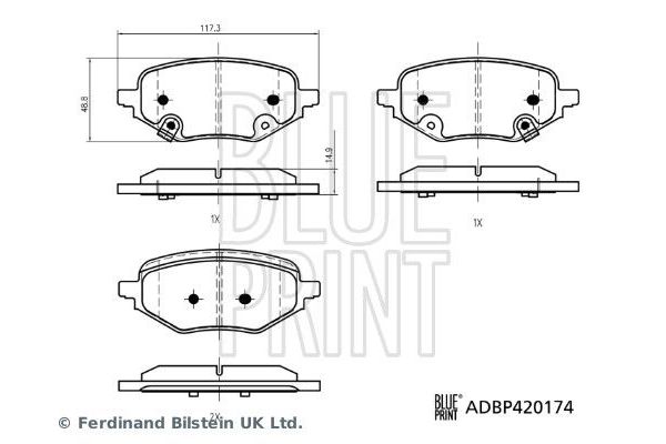 Fren Disk Balata Arka MG ZS EV (01.2021->)  BLUE PRINT ADBP420174