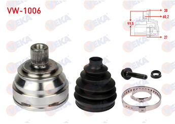 Aks Kafası Ön Dış Sağ veya Sol VEKA VW-1006  701498099B 701498340BX 701 498 099 B 701498099BX 701 498 099 BX 701 498 340 BX JZW498340DX JZW 498 340 DX