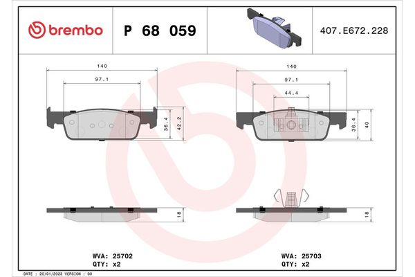 Fren Disk Balata Ön Smart Fortwo Cabrio (11.2015->)  BREMBO P 68 059X