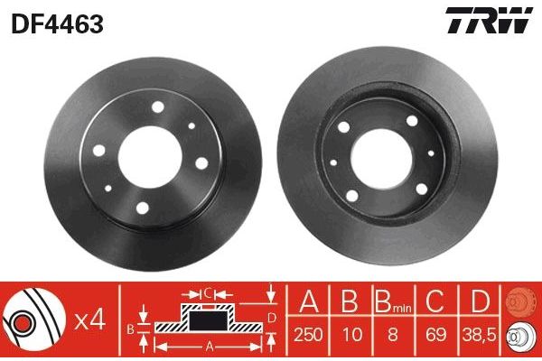 Fren Disk Ayna Arka Sağ ve Sol Mitsubishi Colt CZ3 3 Kapı (Z30)(03.2005->)  WALBURG WBD1140